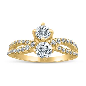 1.50ctw Diamond Two Stone Ring in 14k Yellow Gold (K-L, I2-I3)