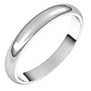 18K White 3 mm Half Round Band Size 6