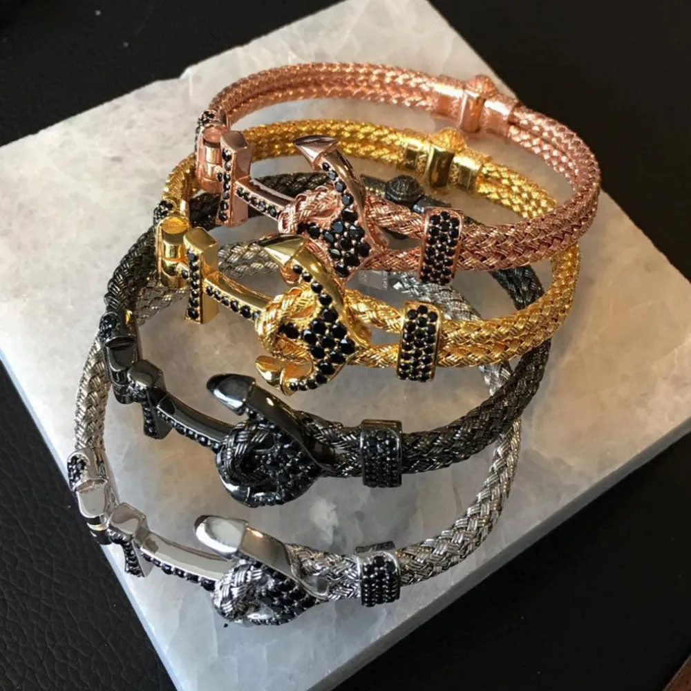 18K YELLOW GOLD ANCHOR BANGLE