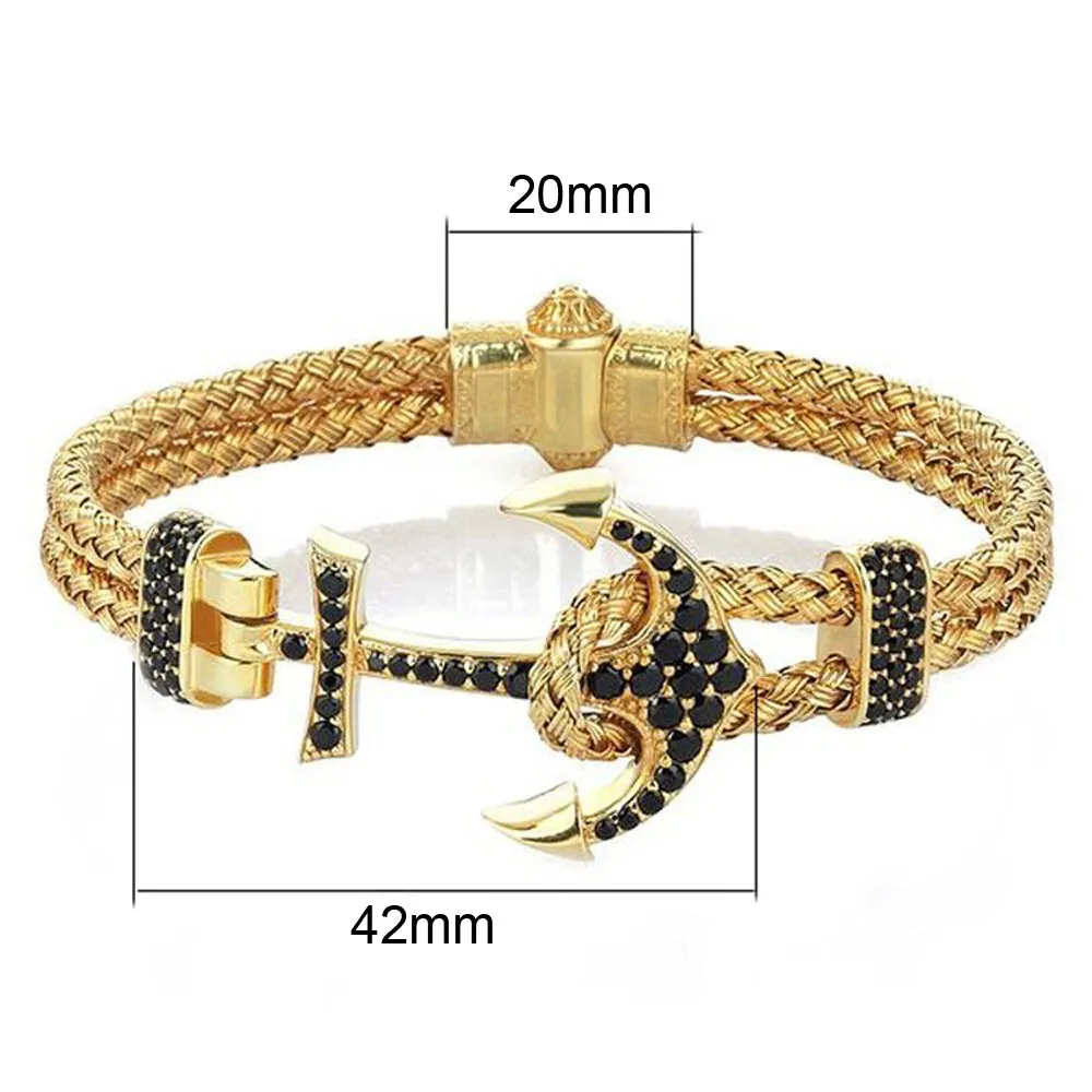18K YELLOW GOLD ANCHOR BANGLE