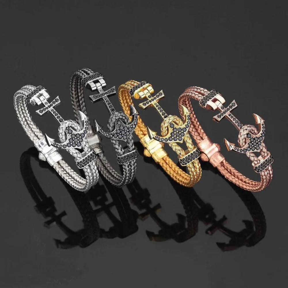 18K YELLOW GOLD ANCHOR BANGLE