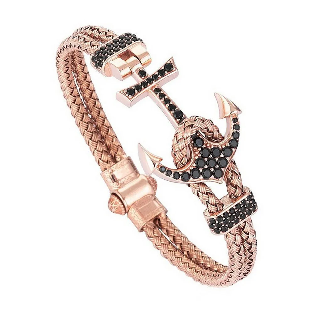 18K YELLOW GOLD ANCHOR BANGLE