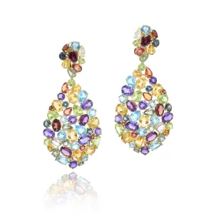 18KT Yellow Gold Multi-Color Gemstone Earrings