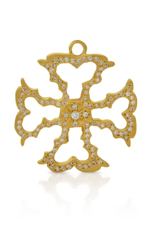 18KY Diamond Clover Cross