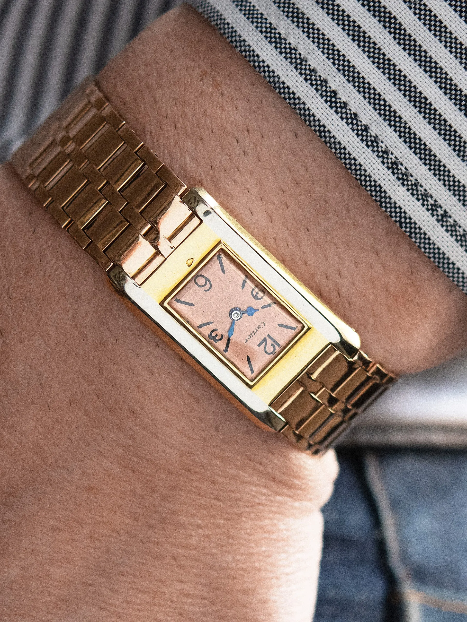 1940s Cartier Tank Allongée 'Duoplan' Two-Tone 18K YG & WG Case W/ 18K RG Bracelet