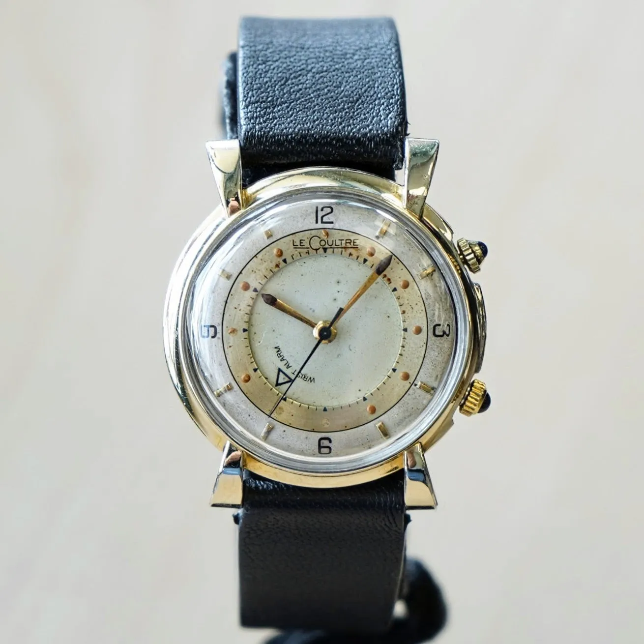 1950 Jaeger-LeCoultre Memovox Wrist Alarm Watch Two-Tone Dial 32mm Fancy Lugs - 10K GF Wristwatch