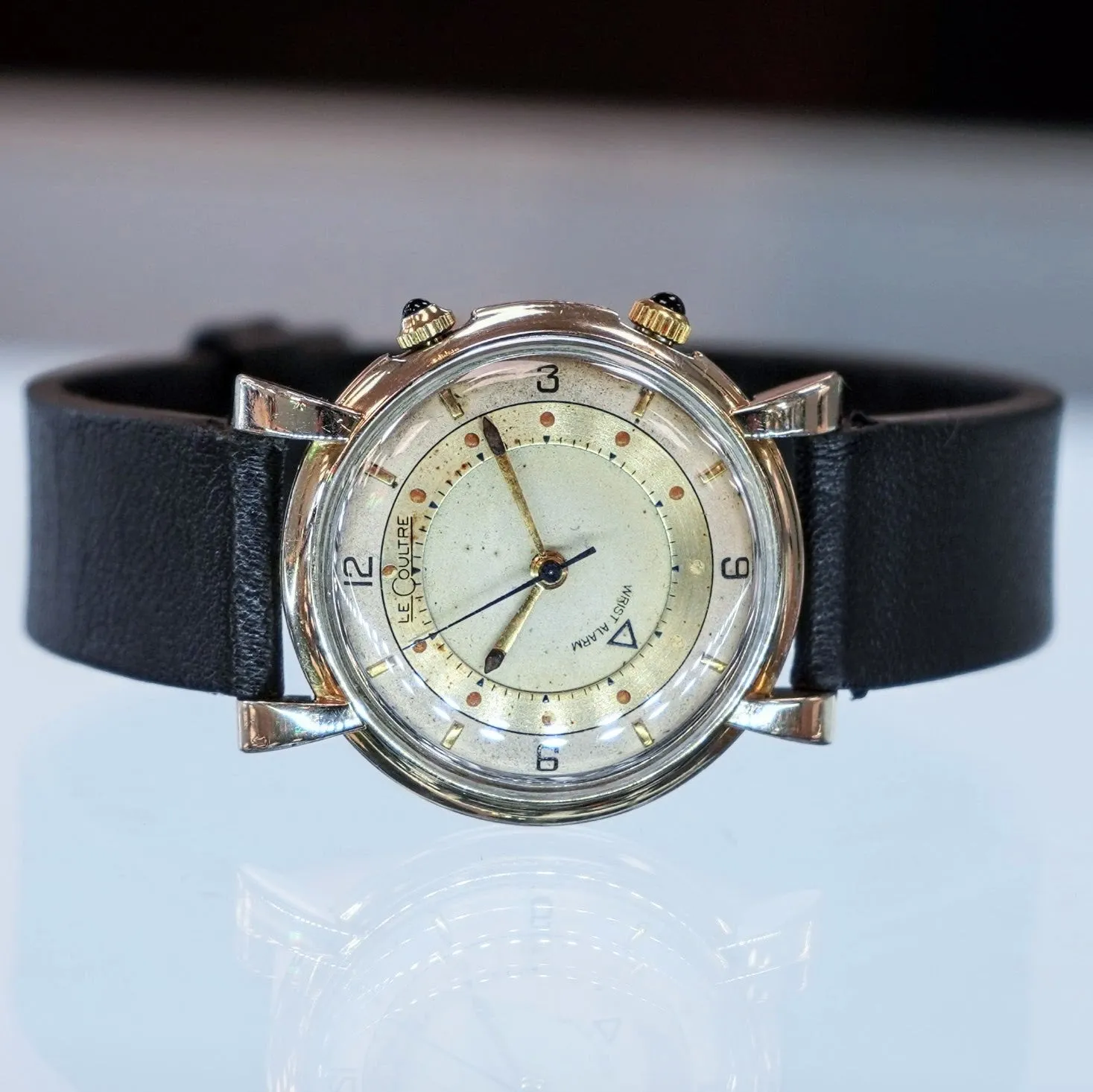 1950 Jaeger-LeCoultre Memovox Wrist Alarm Watch Two-Tone Dial 32mm Fancy Lugs - 10K GF Wristwatch