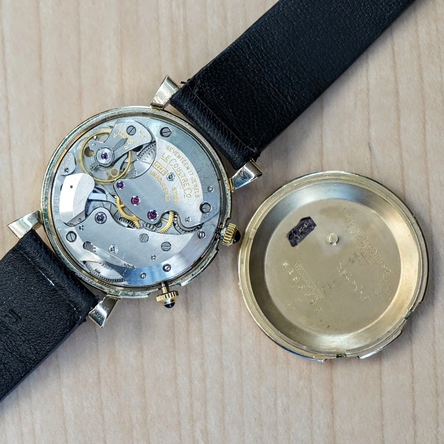 1950 Jaeger-LeCoultre Memovox Wrist Alarm Watch Two-Tone Dial 32mm Fancy Lugs - 10K GF Wristwatch