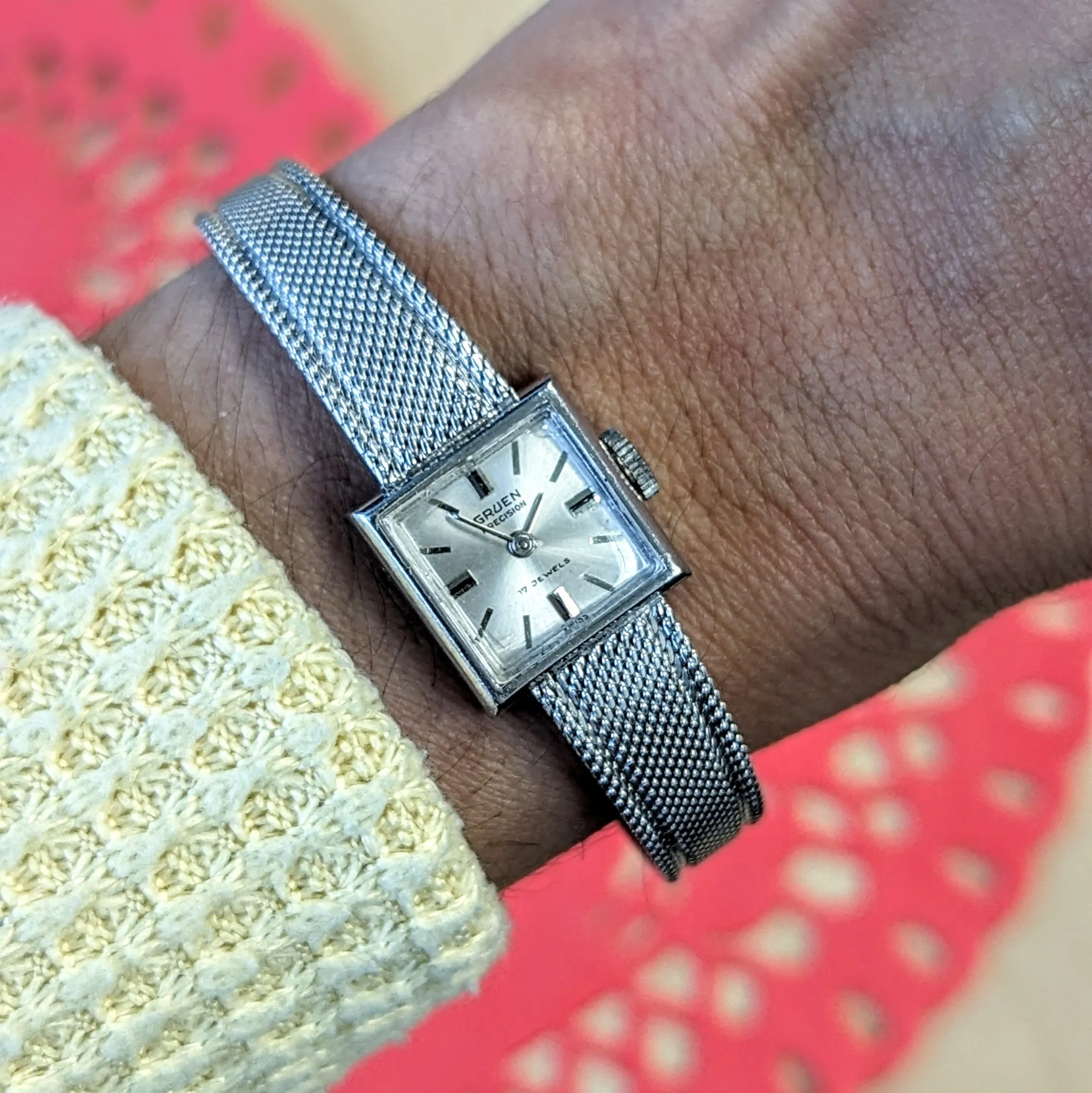 1950's GRUEN Precision Ladies Watch Cal. 258R 17 Jewels Swiss Wristwatch - Mesh Bracelet