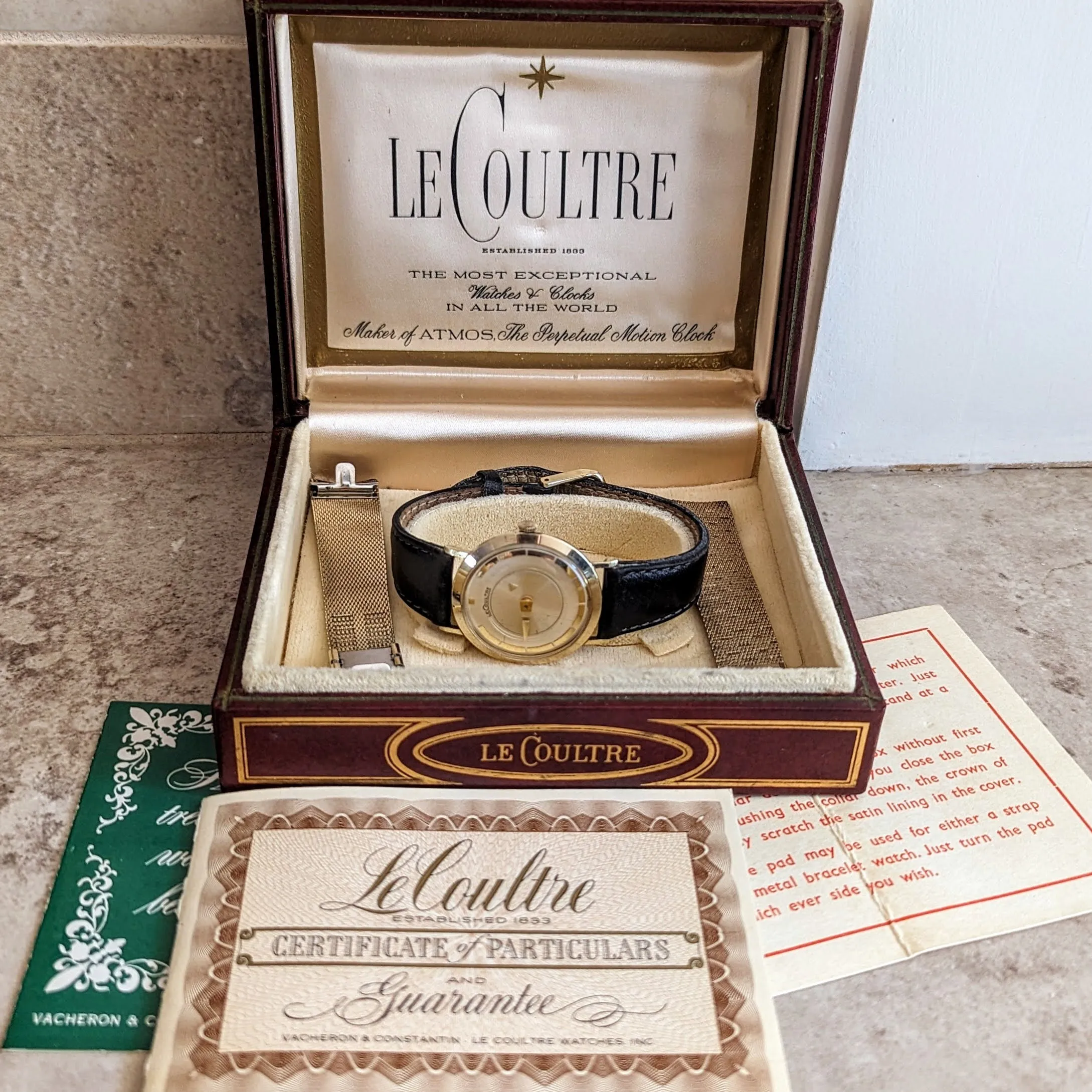 1959 LeCoultre Mystery Dial Wristwatch Cal. K480/CW 17 Jewels Vintage Watch Box & Papers!