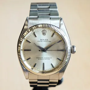1960 ROLEX Oyster Perpetual 34mm Ref. 1005 ALL S.S. Fluted Bezel & Oyster Bracelet