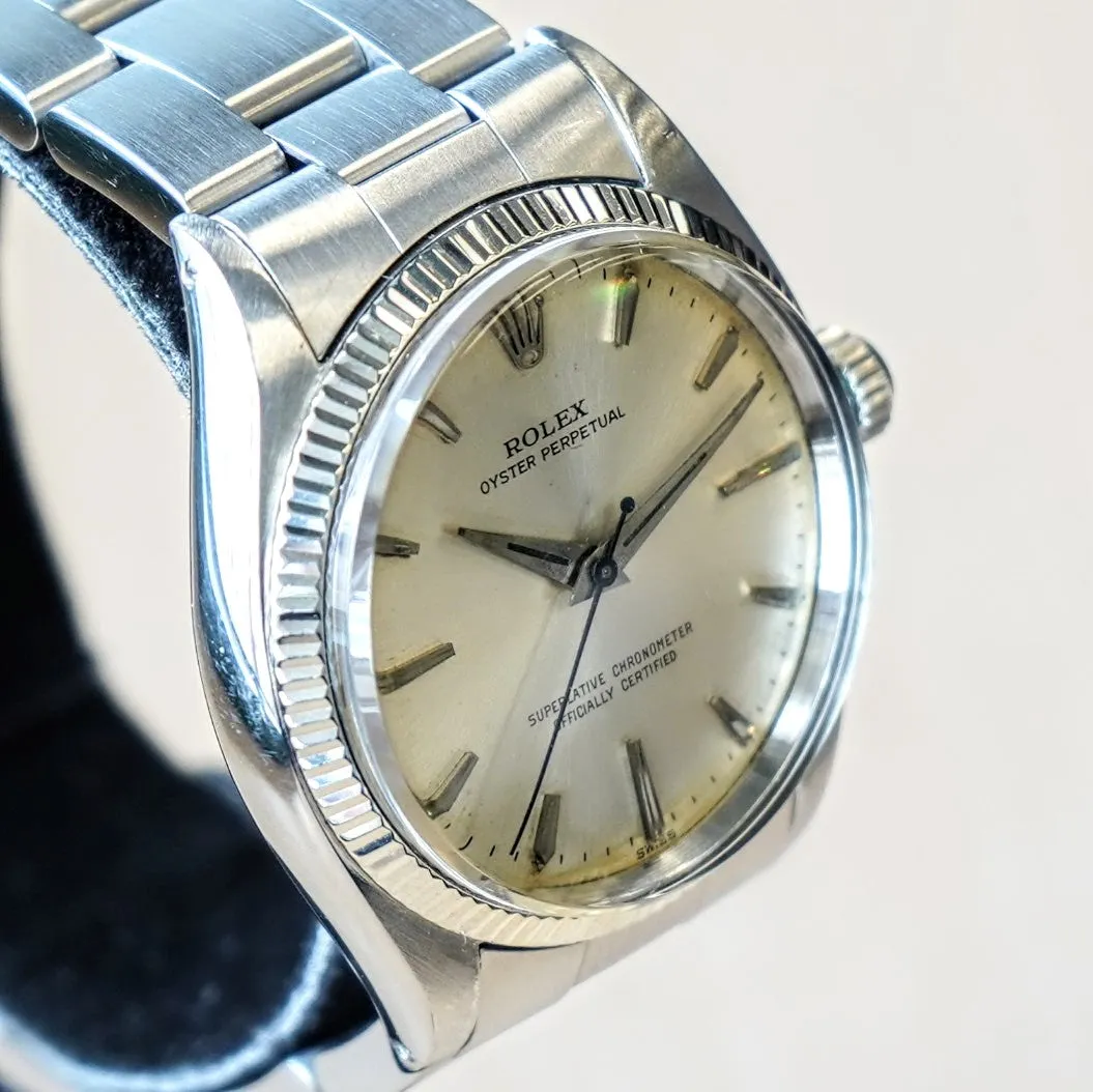 1960 ROLEX Oyster Perpetual 34mm Ref. 1005 ALL S.S. Fluted Bezel & Oyster Bracelet