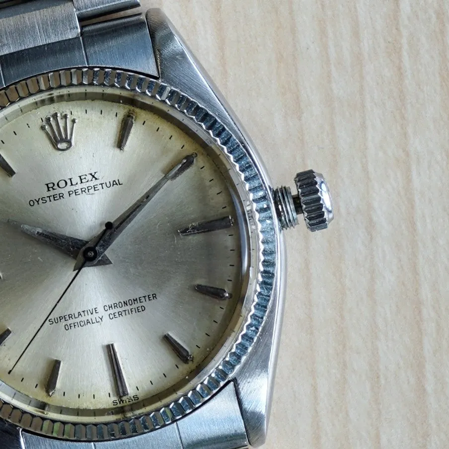 1960 ROLEX Oyster Perpetual 34mm Ref. 1005 ALL S.S. Fluted Bezel & Oyster Bracelet