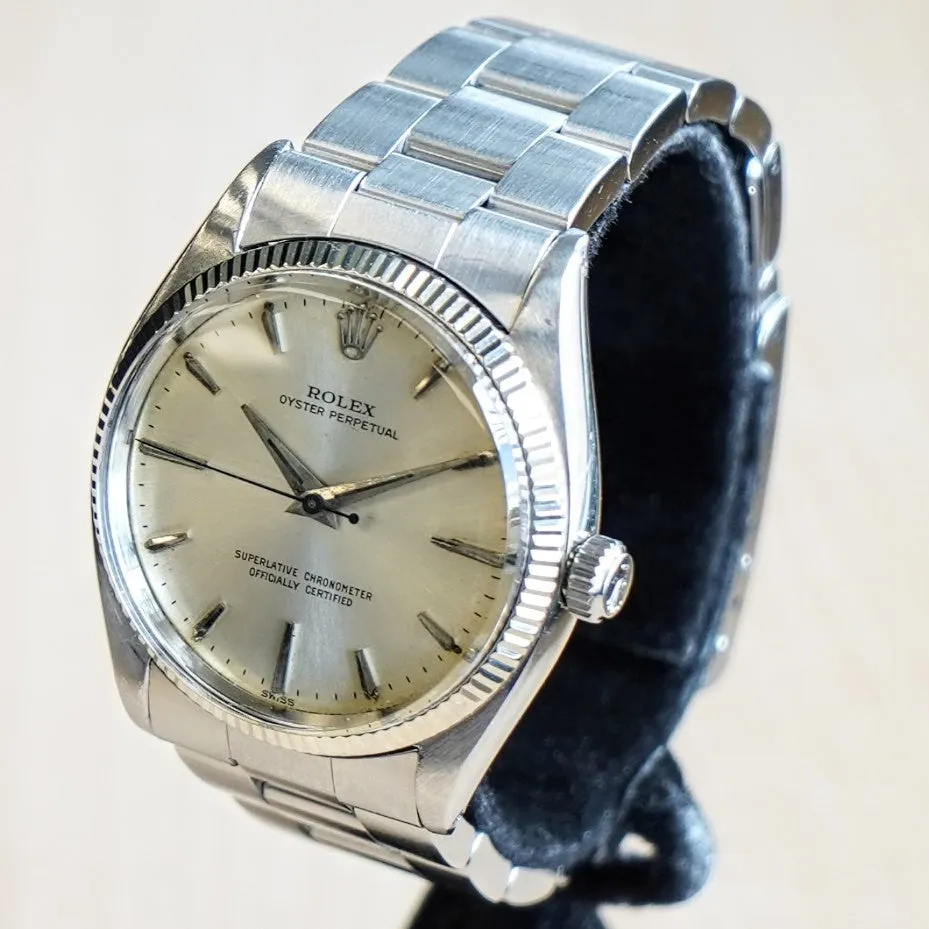 1960 ROLEX Oyster Perpetual 34mm Ref. 1005 ALL S.S. Fluted Bezel & Oyster Bracelet