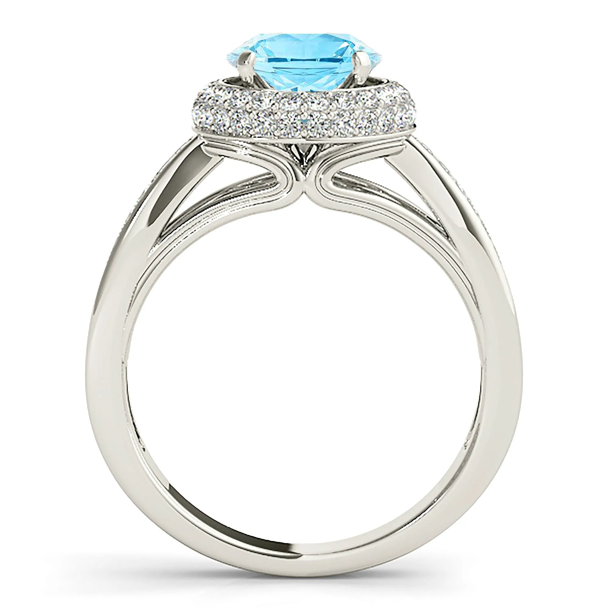 2.00 ct. Genuine Aquamarine Ring With Double Edge Halo