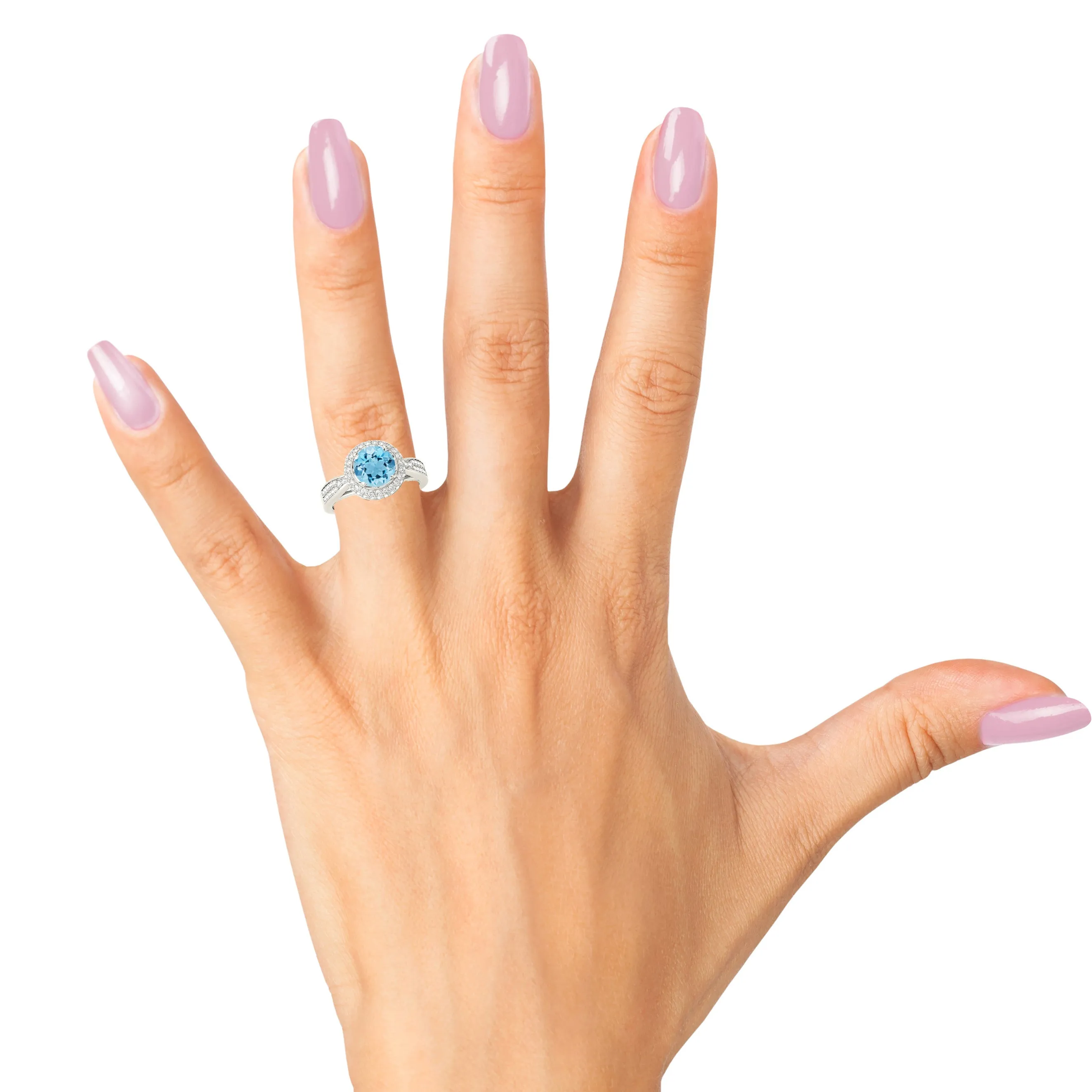 2.00 ct. Genuine Aquamarine Ring With Double Edge Halo