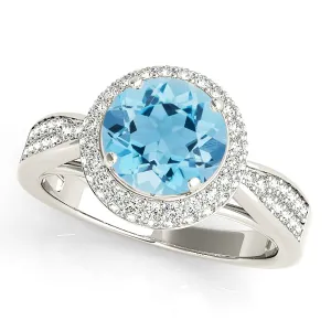 2.00 ct. Genuine Aquamarine Ring With Double Edge Halo