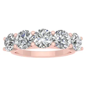 2.00ctw Diamond Five Stone Wedding Band in 14k Rose Gold (J-K, I2-I3)