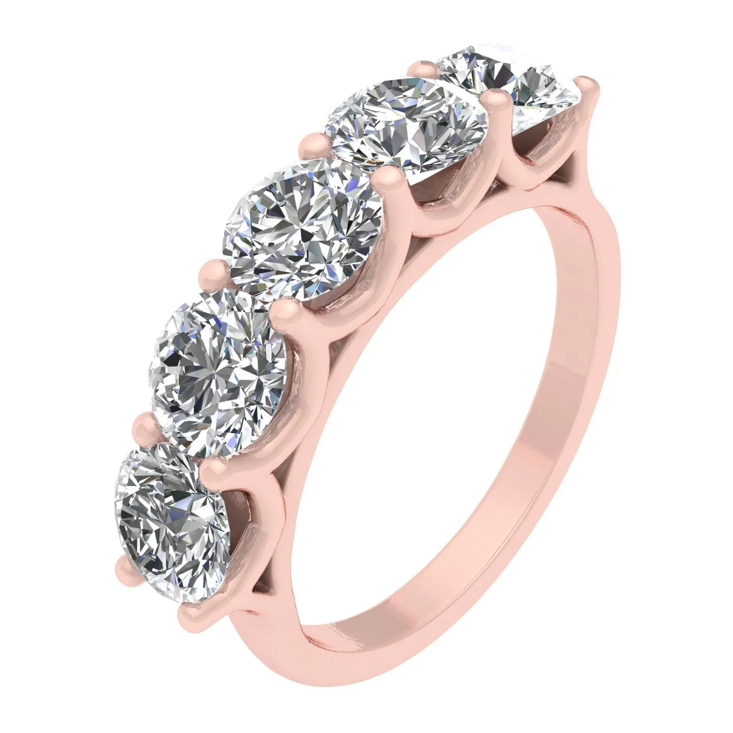 2.00ctw Diamond Five Stone Wedding Band in 14k Rose Gold (K-L, I2-I3)
