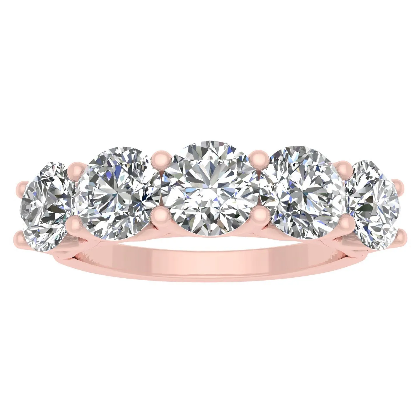 2.00ctw Diamond Five Stone Wedding Band in 14k Rose Gold (K-L, I2-I3)