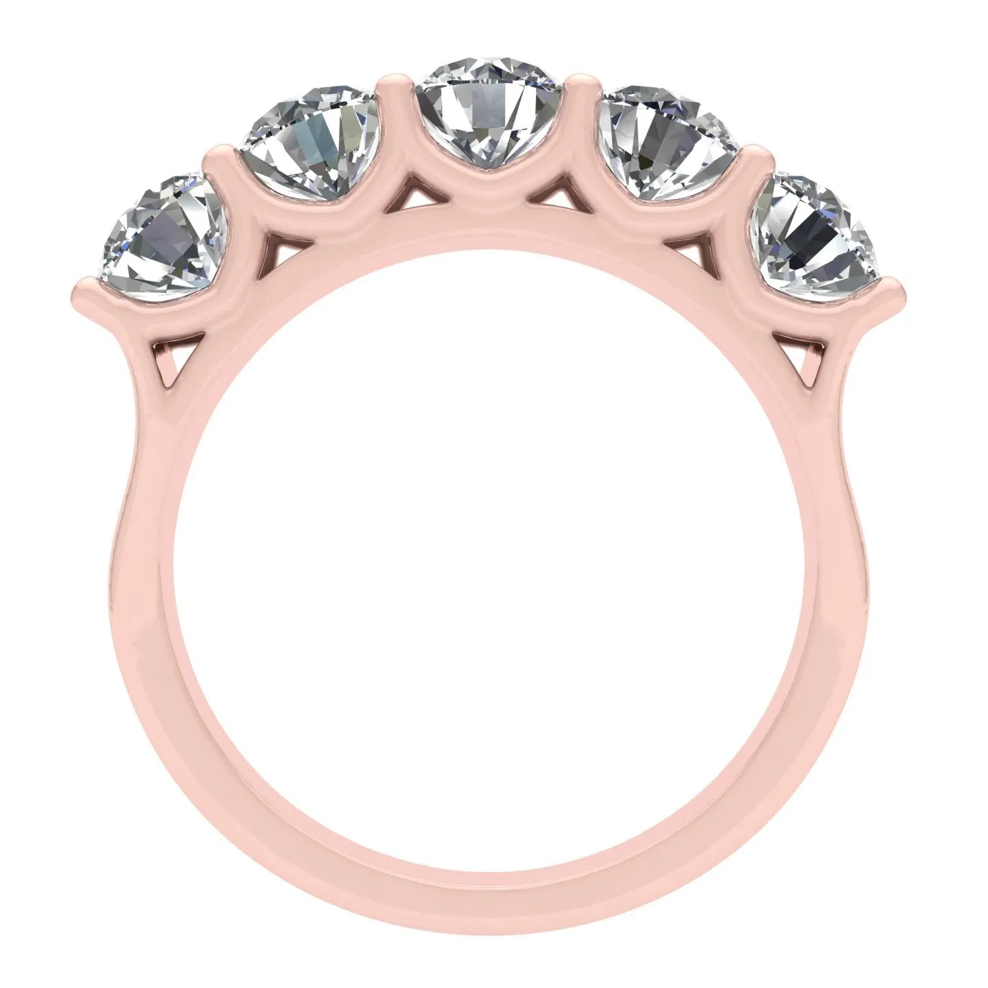 2.00ctw Diamond Five Stone Wedding Band in 14k Rose Gold (K-L, I2-I3)