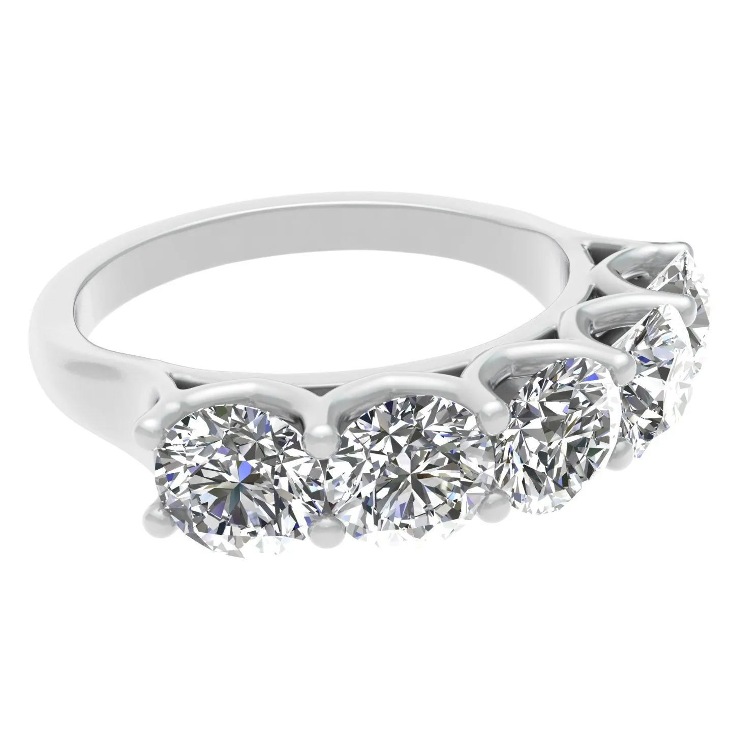 2.00ctw Diamond Five Stone Wedding Band in 14k White Gold (K-L, I2-I3)