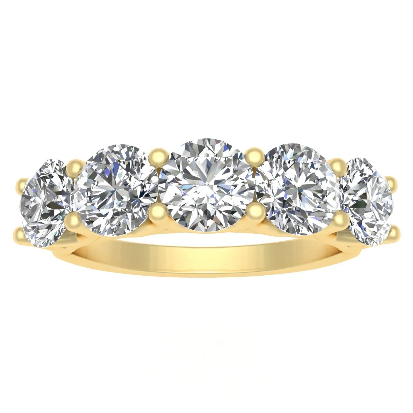 2.00ctw Diamond Five Stone Wedding Band in 14k Yellow Gold (J-K, I2-I3)