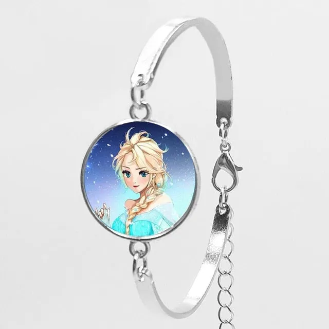 2018 New Karaoke Princess Anna Snow Queen Fashion Women Bracelet Cartoon Girl Bracelet To Map Private Custom