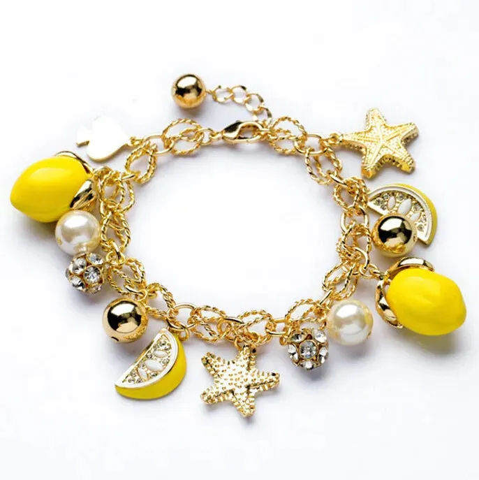 2022 New Arrival Bohemia Korean Fashion Starfish Pendant Lemon Fruit OL Lady Style Bracelet Women Bracelets& Bangles Jewelry