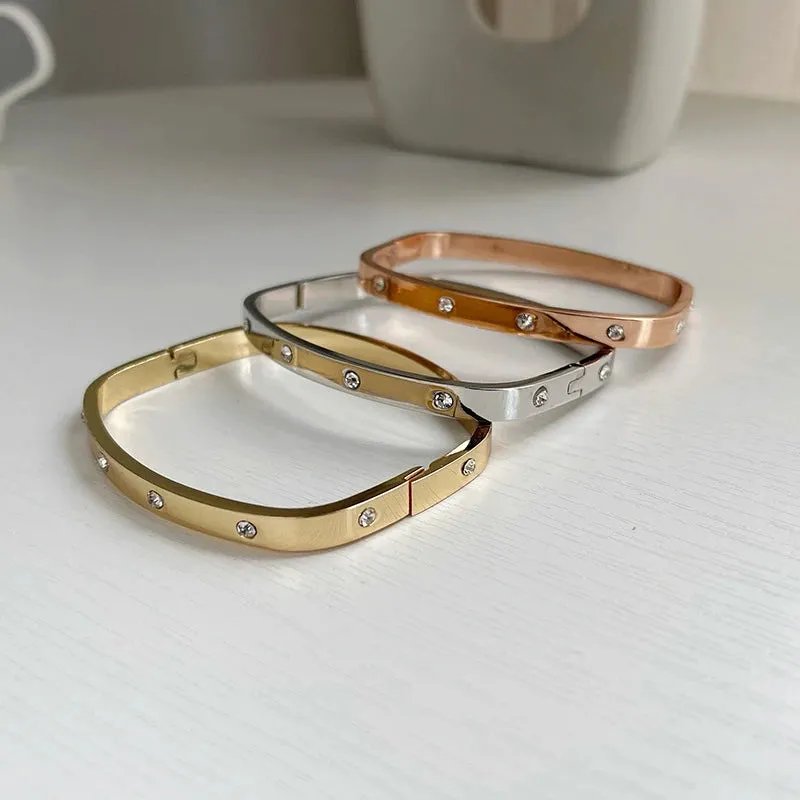 2023 Jewelry Lover Couple Bracelet Gold Color Zircon Screw Bracelets & Bangles For Men Women Korean Fashion Jewelry Accessories