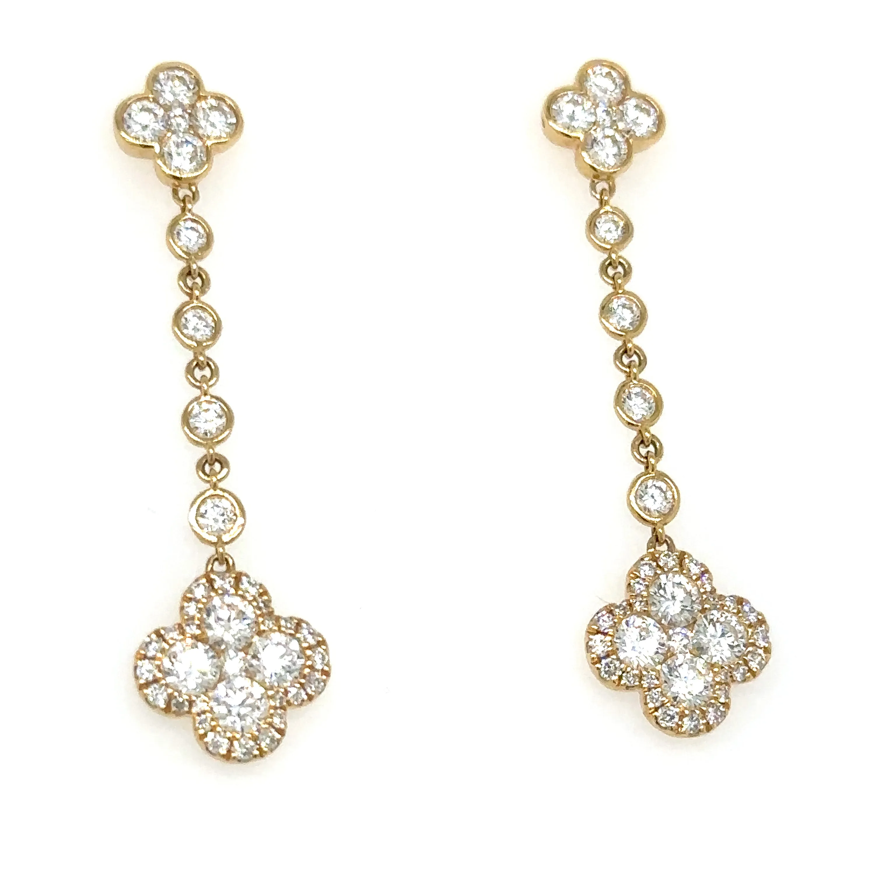 2.06ct tw Diamond Clover Flower Dangling Earrings