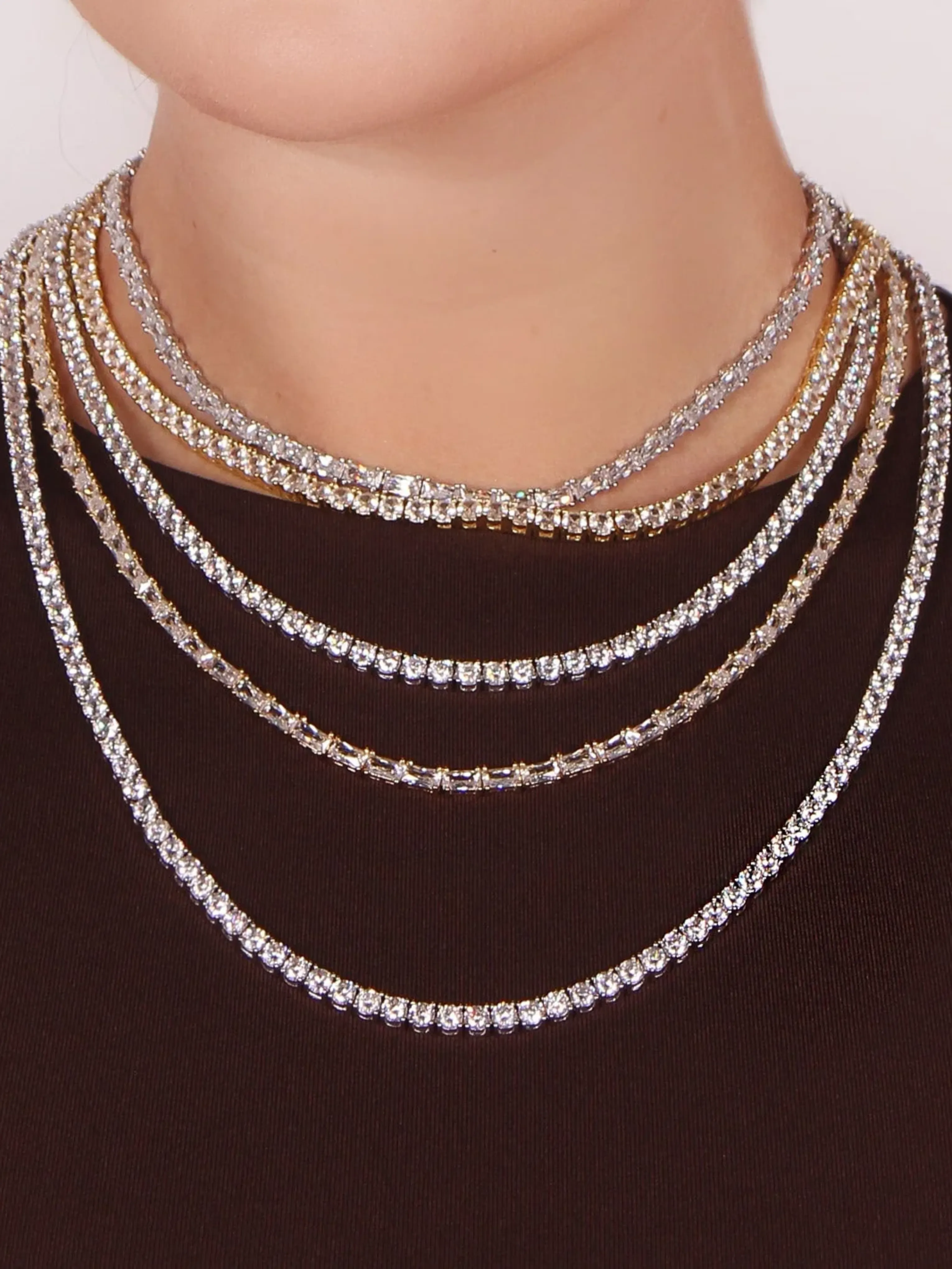 20" Gold Baguette Tennis Necklace