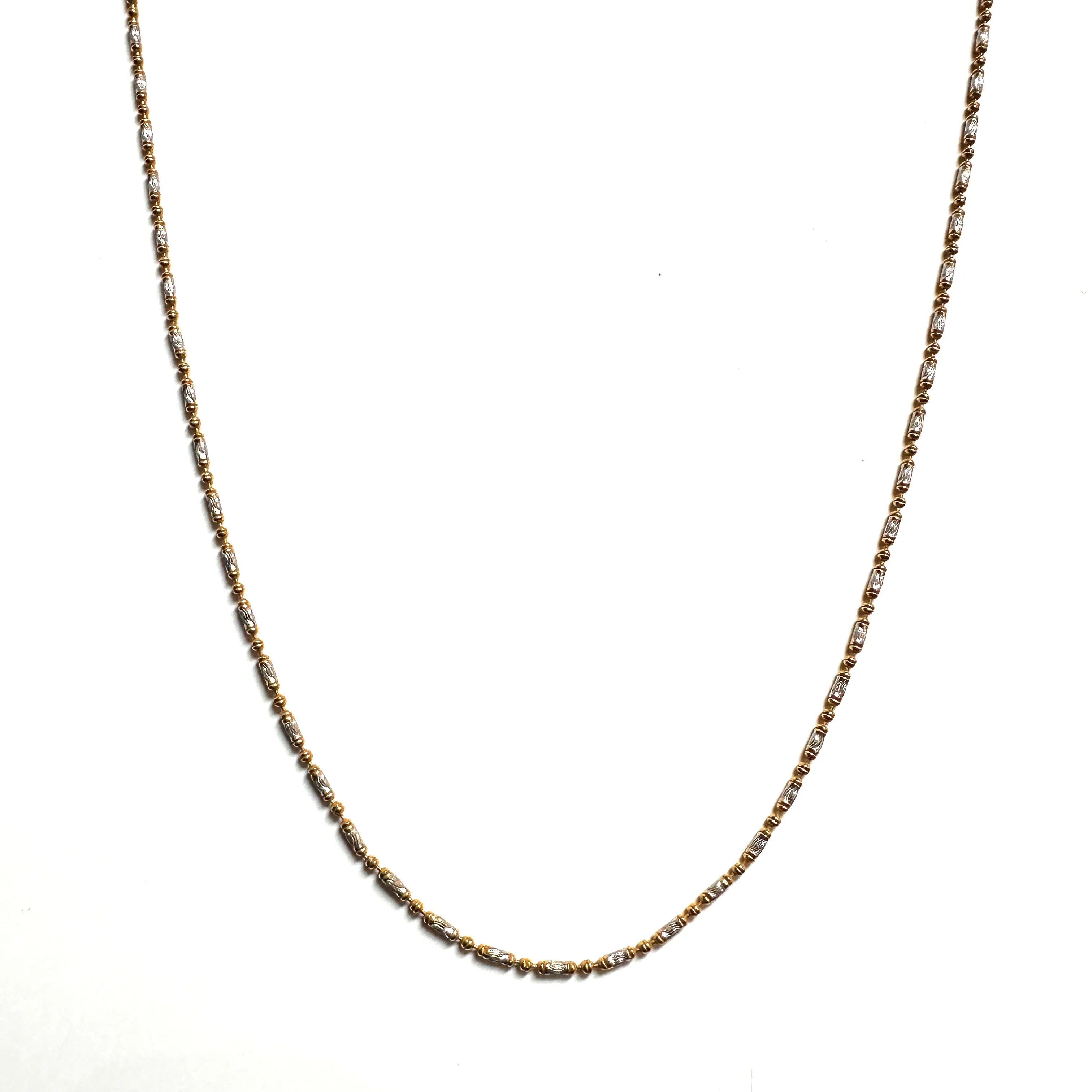 22K Yellow and White Gold Fancy Beaded Necklace