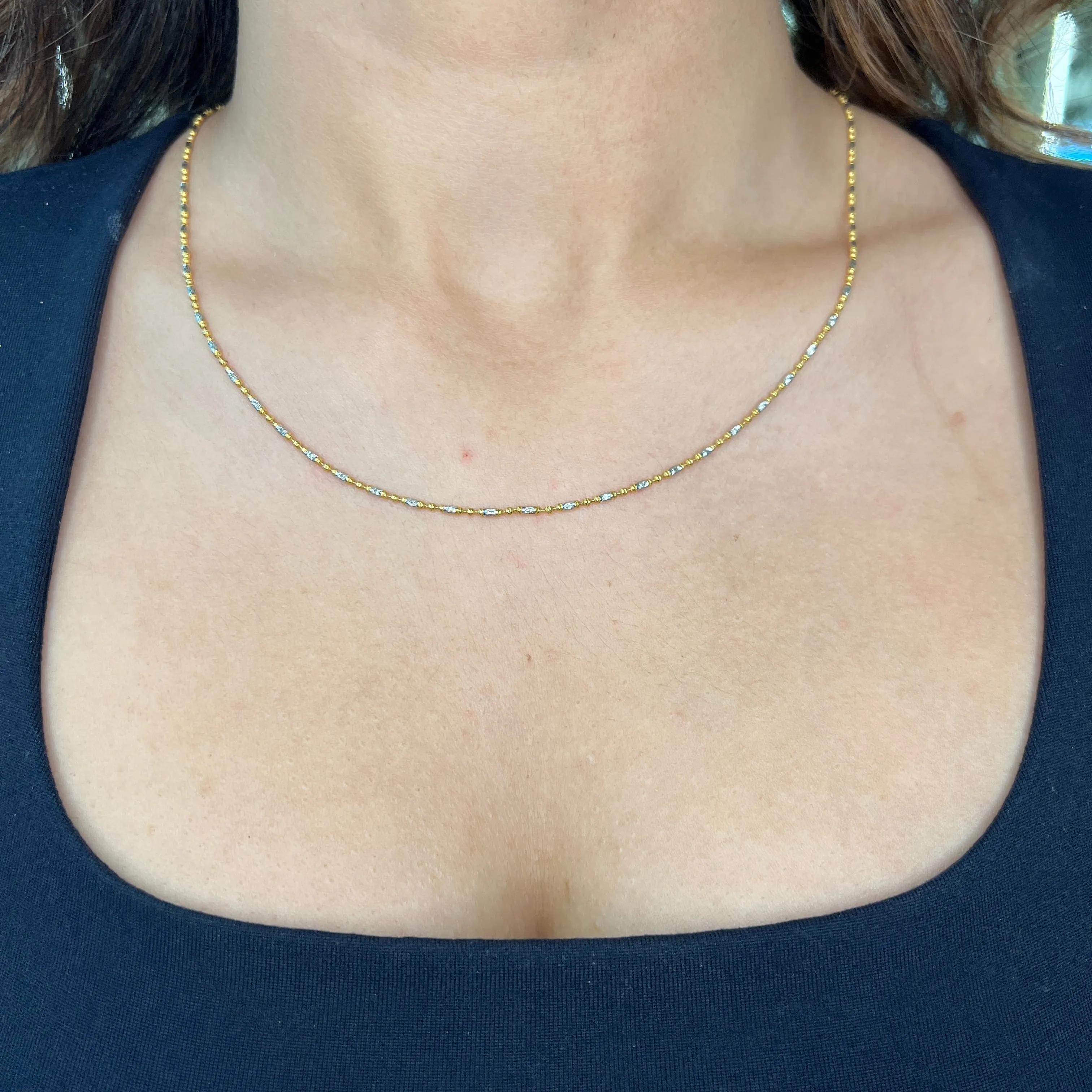 22K Yellow and White Gold Fancy Beaded Necklace