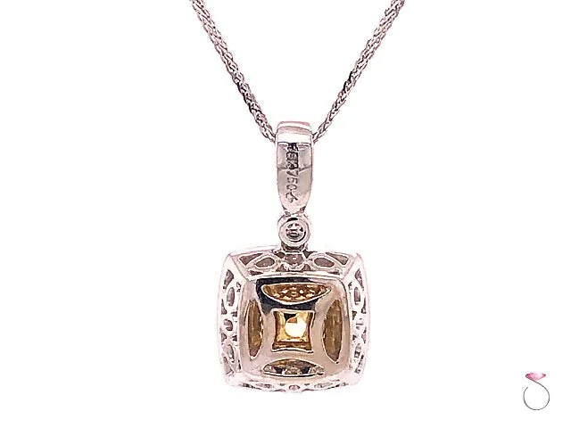 2.47 Carat Fancy Yellow Radiant Diamond Halo Pendant