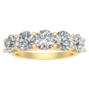 2.50ctw Diamond Five Stone Wedding Band in 14k Yellow Gold (K-L, I2-I3)