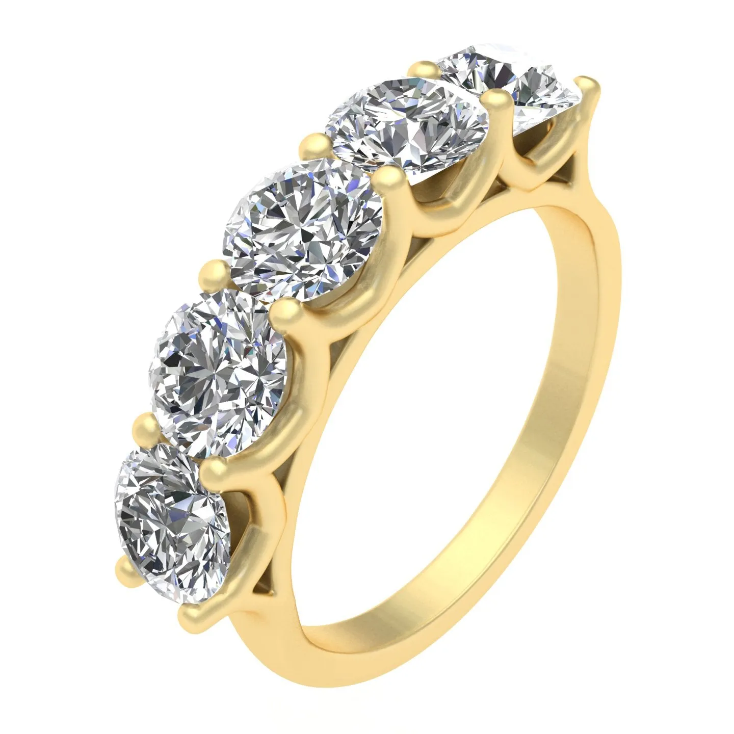 2.50ctw Diamond Five Stone Wedding Band in 14k Yellow Gold (K-L, I2-I3)