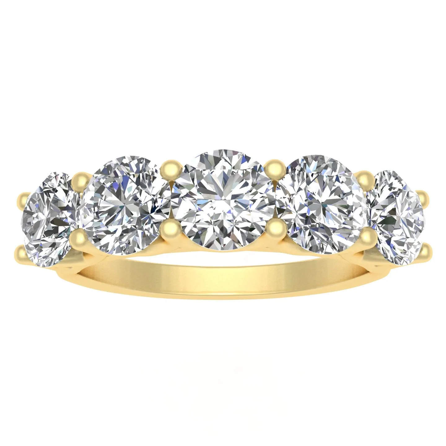 2.50ctw Diamond Five Stone Wedding Band in 14k Yellow Gold (K-L, I2-I3)