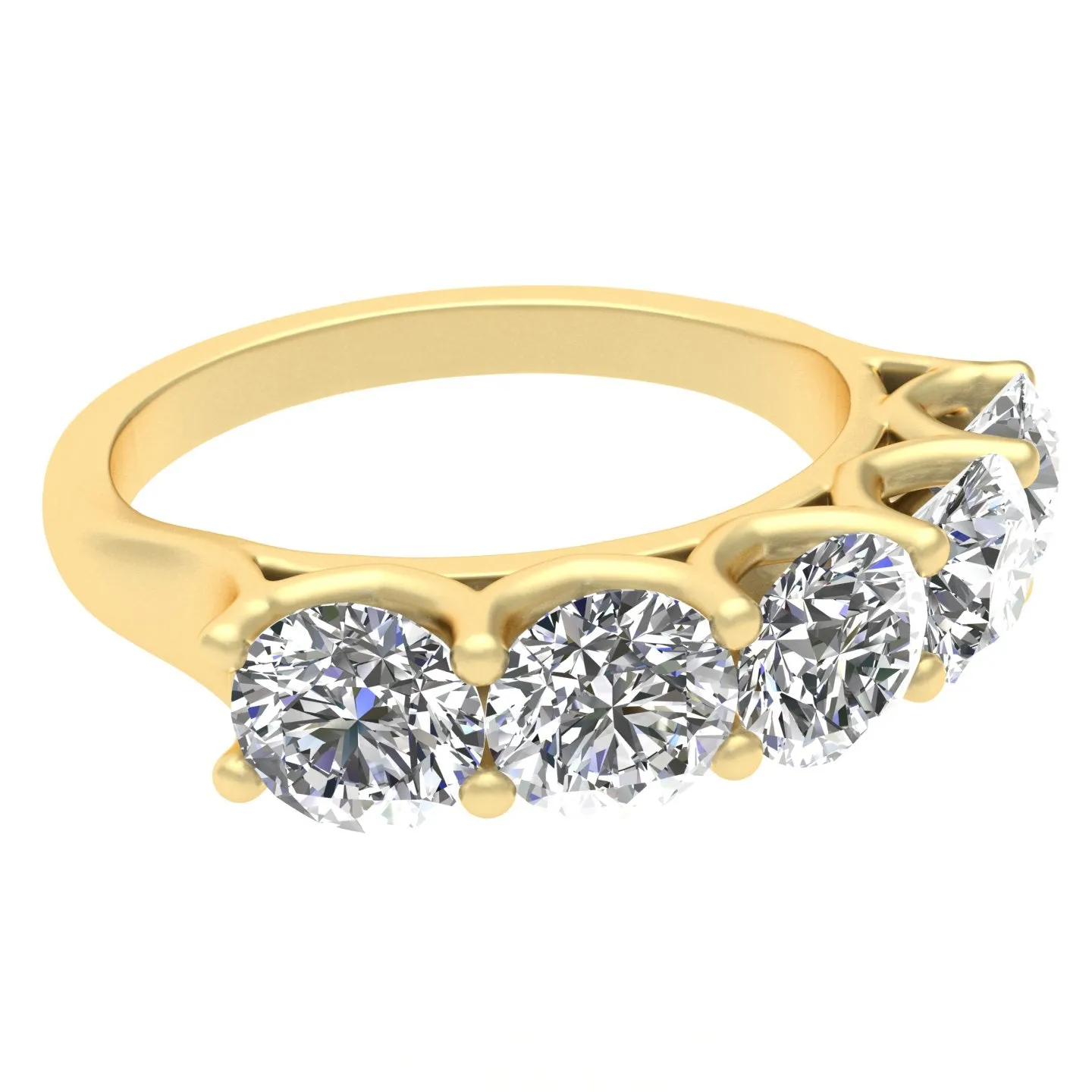 2.50ctw Diamond Five Stone Wedding Band in 14k Yellow Gold (K-L, I2-I3)