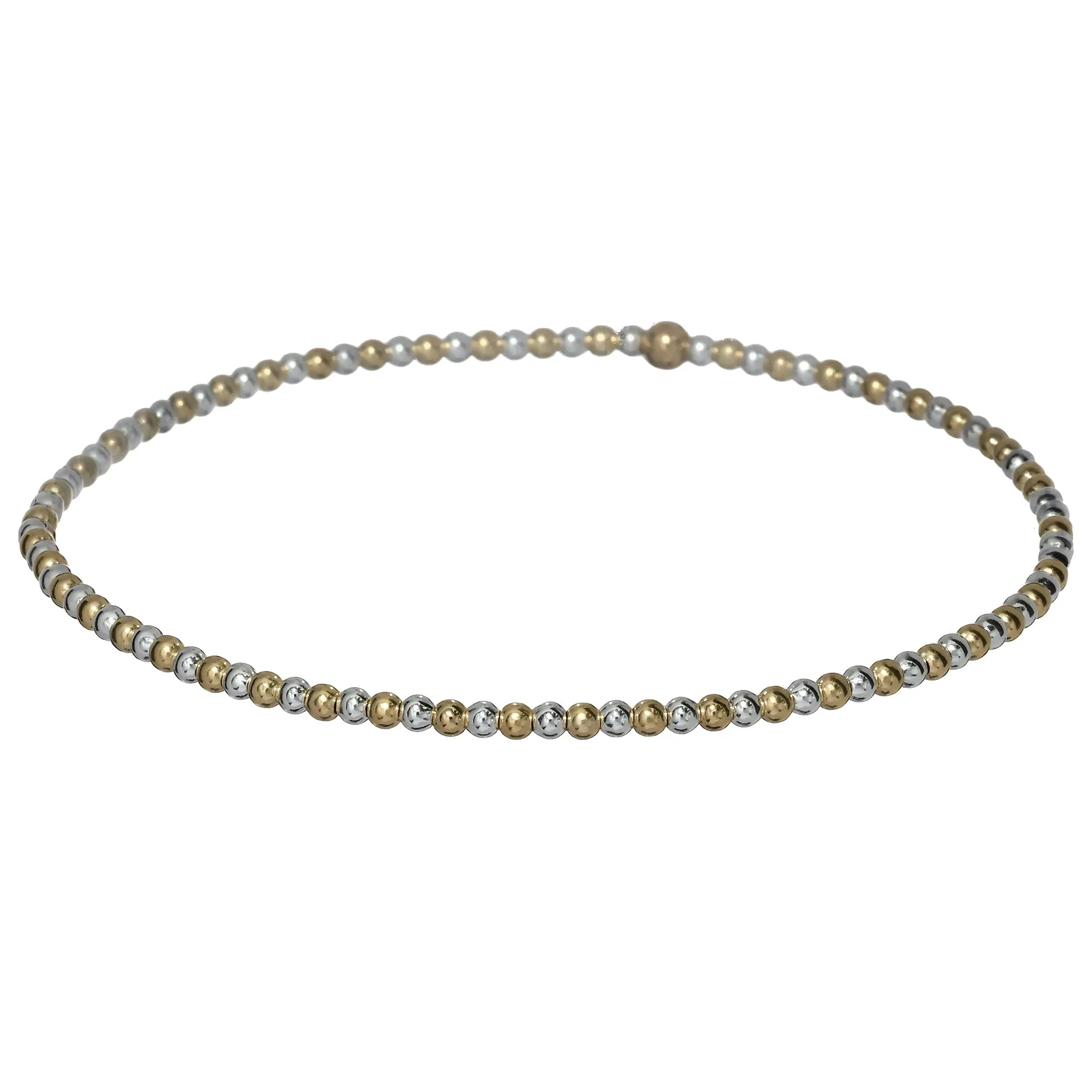 2mm 2-TONE CLASSIC  | Gold Filled & Silver Classic Beads Bracelet
