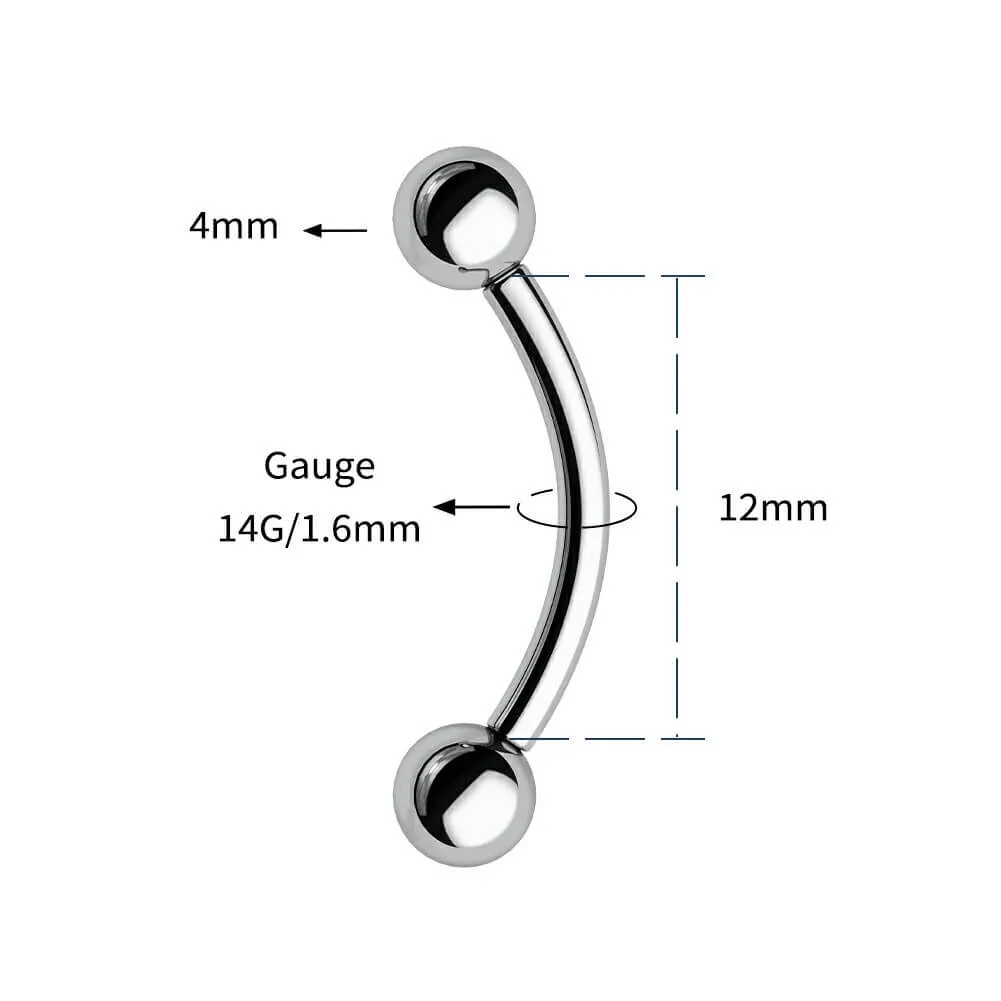 2PCS 14G 6-14mm Titanium Internally Threaded Belly Button Ring