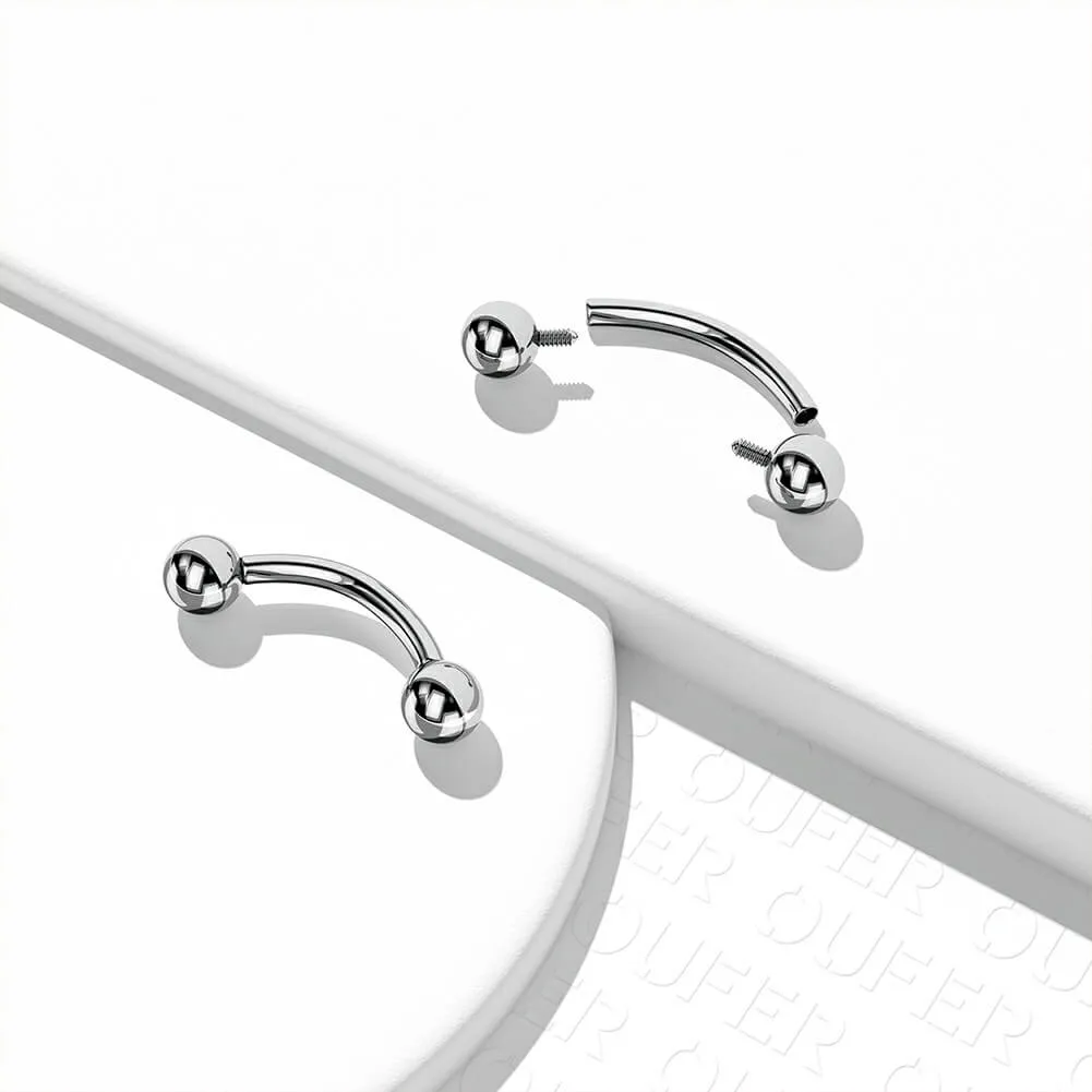2PCS 14G 6-14mm Titanium Internally Threaded Belly Button Ring