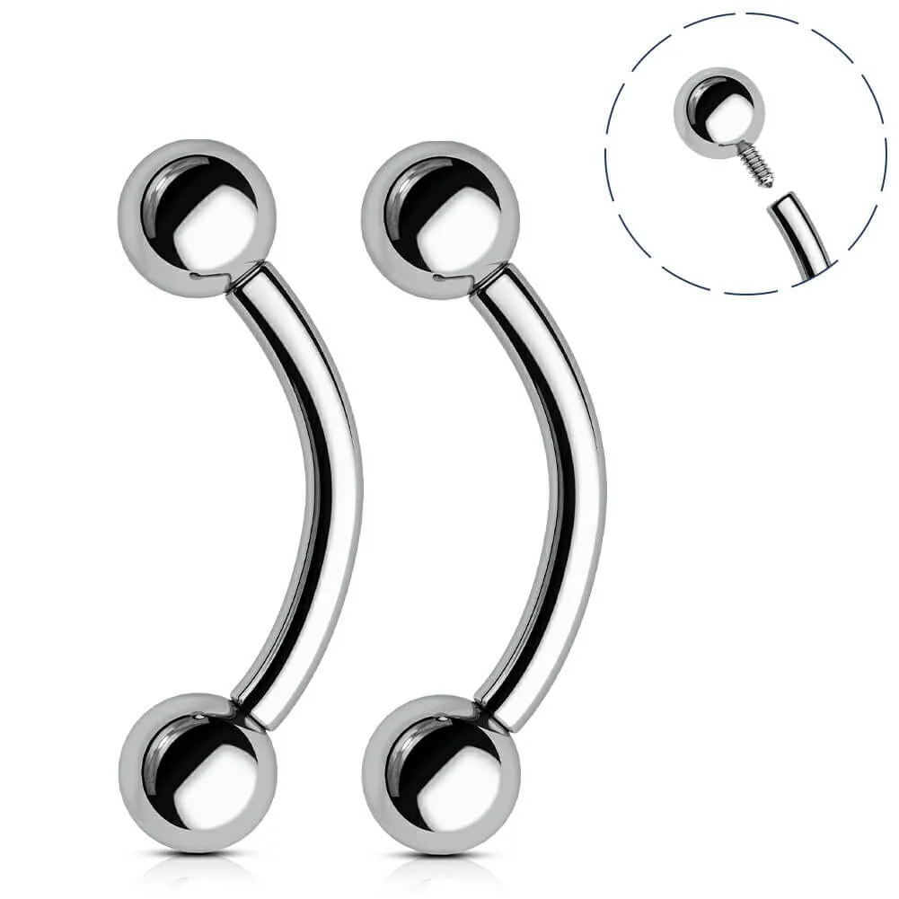 2PCS 14G 6-14mm Titanium Internally Threaded Belly Button Ring