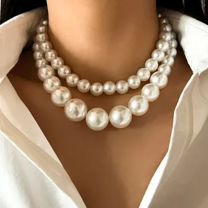 2pcs/set Imitation Pearl Beaded Choker Necklaces Collar Wedding Bridal Party Jewelry Gift