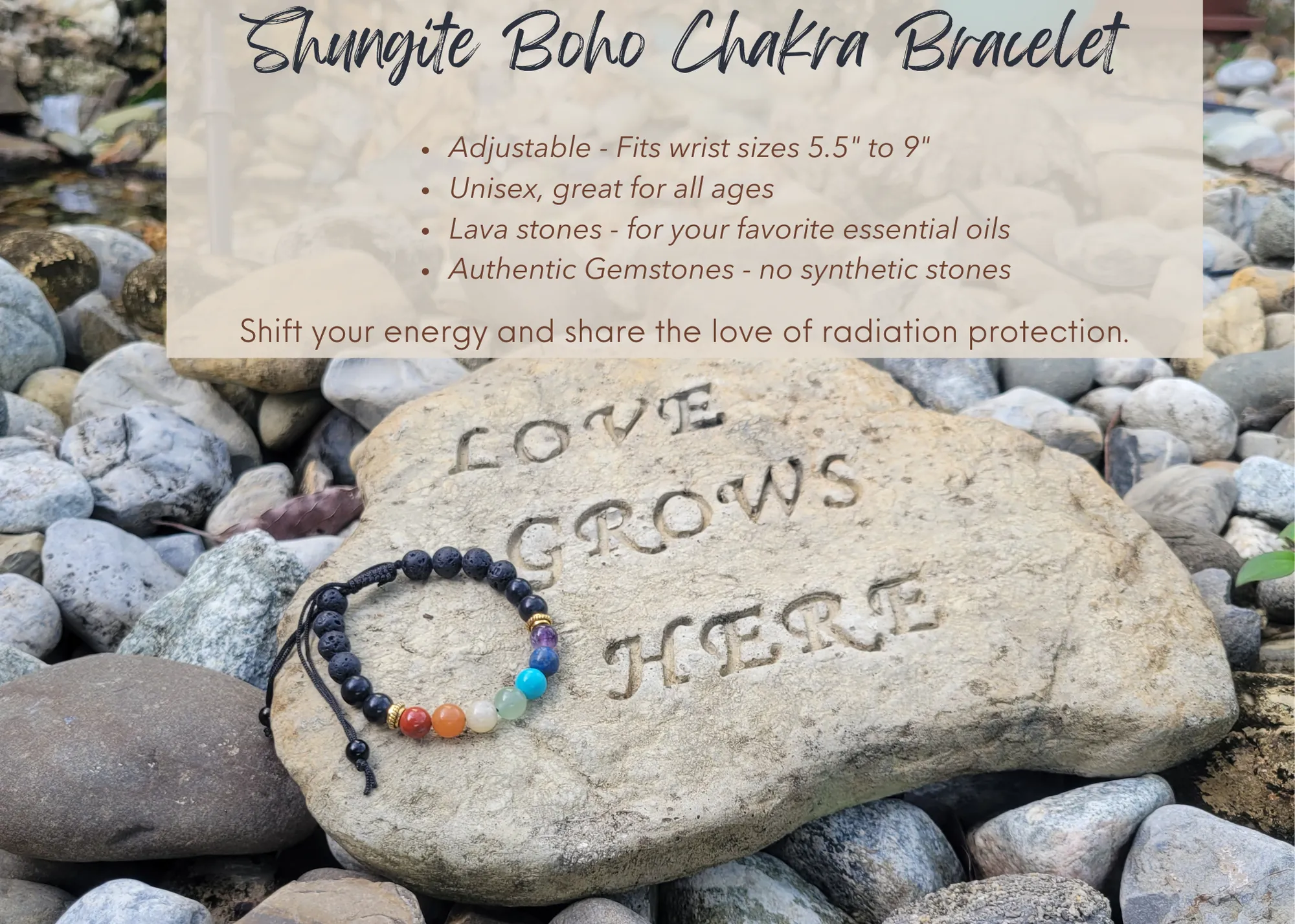 3-in1 Bracelet - Shungite EMF Protection, Aromatherapy, and Chakra