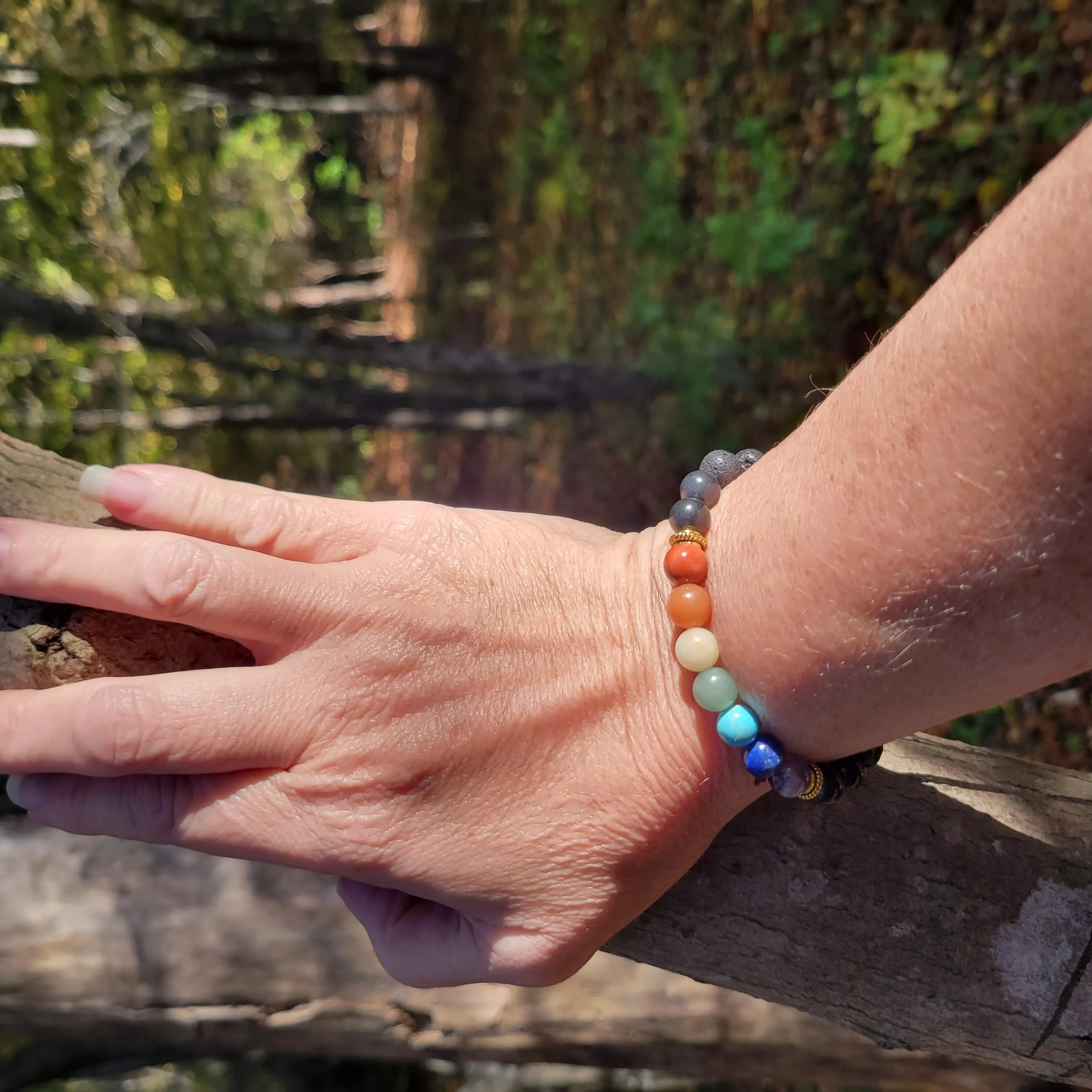 3-in1 Bracelet - Shungite EMF Protection, Aromatherapy, and Chakra