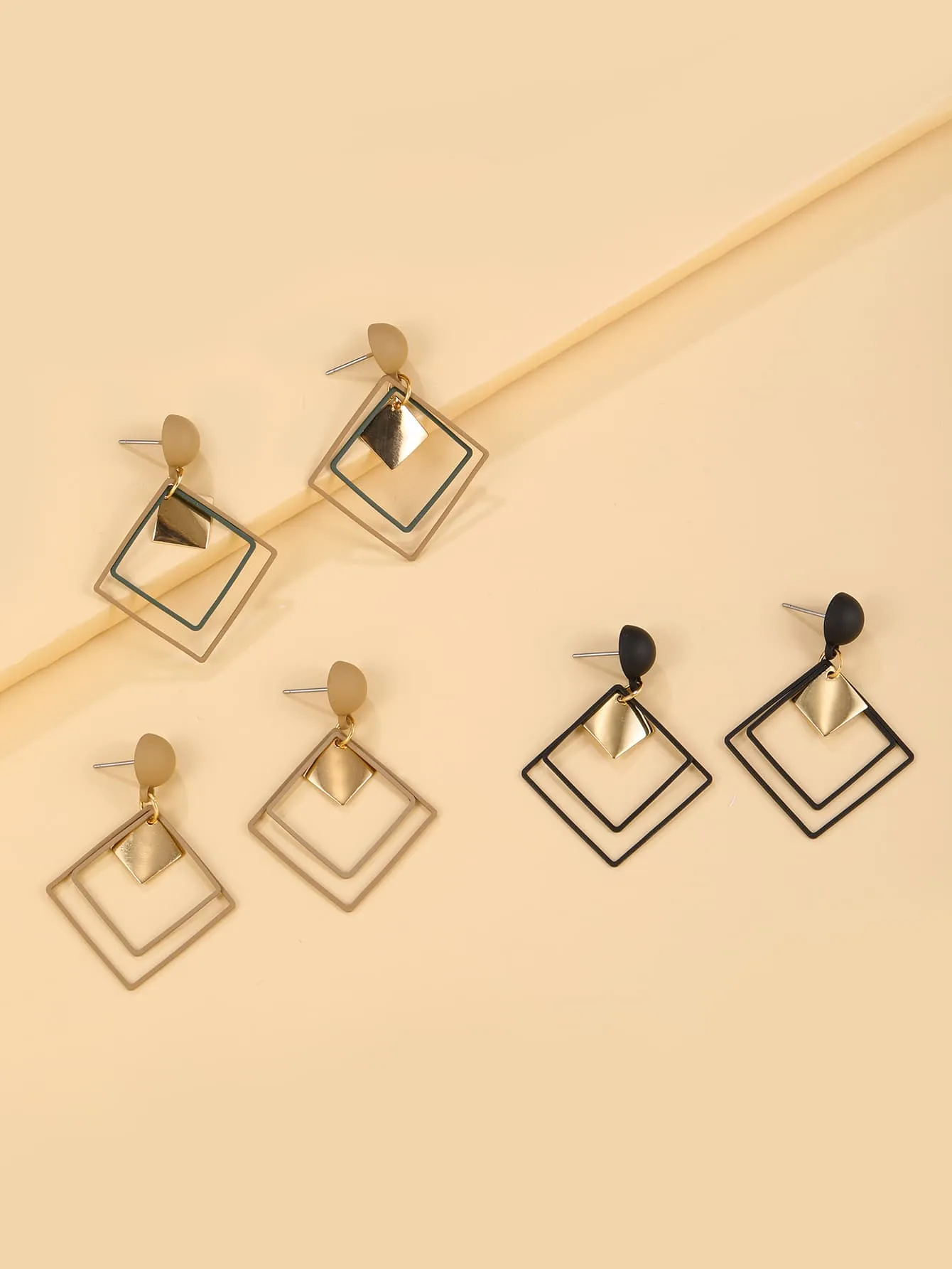 3 pairs of geometric pattern earrings  - FD ⚡