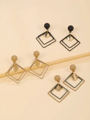 3 pairs of geometric pattern earrings  - FD ⚡