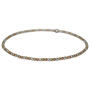 3-TONE 2mm | Yellow and Rose Gold Filled and Silver Classic Beads Bracelet