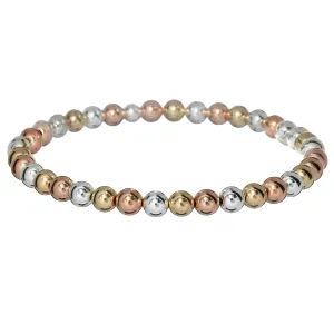 3-TONE 5mm | Yellow and Rose Gold Filled and Silver Classic Beads Bracelet